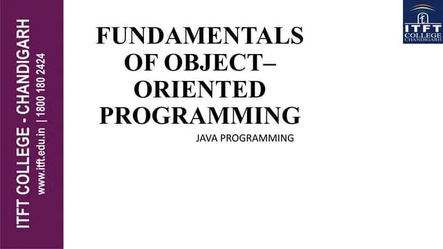 Itft Fundamentals Of Object Oriented Programming In Java Pdf