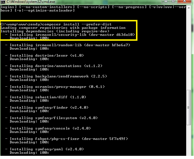 Composer self update composer install prefer dist