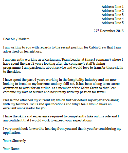 Sample Of Curriculum Vitae For Cabin Crew Sample Customer