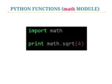Python Programming Iv Program Components Functions Classes