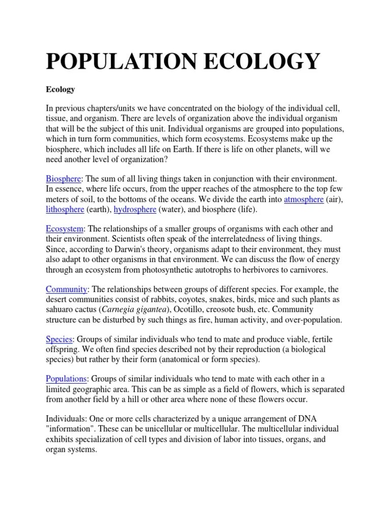 Population Ecology | PDF | Introduced Species | Cell (Biology)