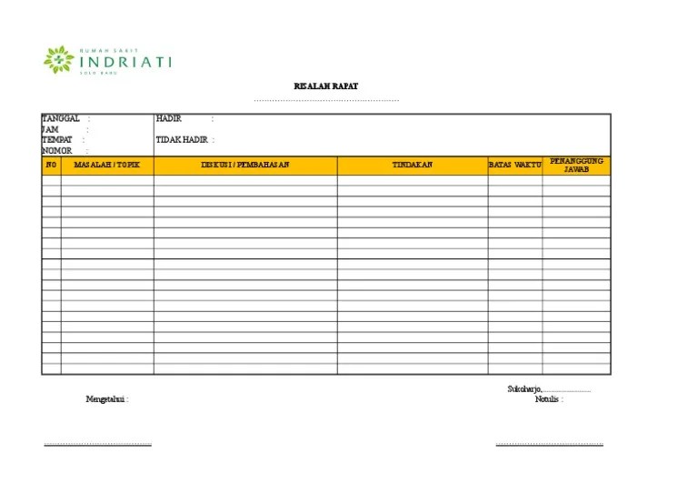 Format Notulen Excel | PDF