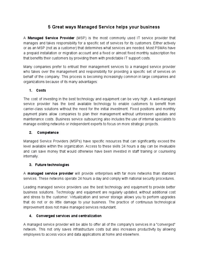 5 Great Ways Managed Service Helps Your Business | PDF | Data Center ...