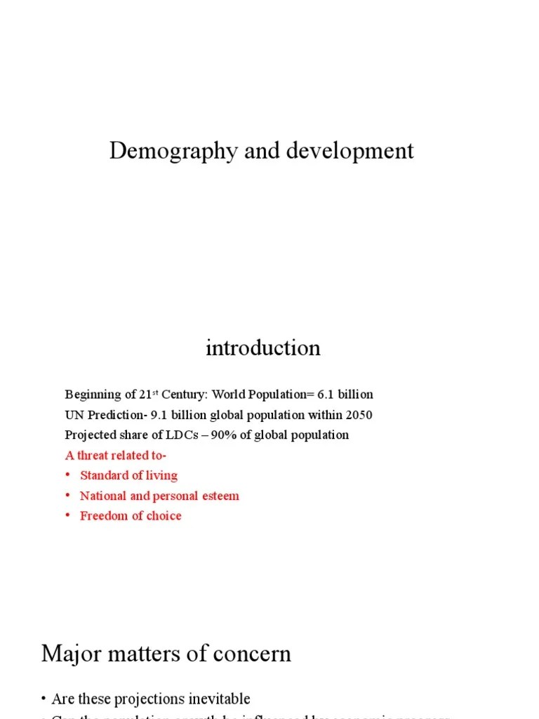 Demography And Development | PDF