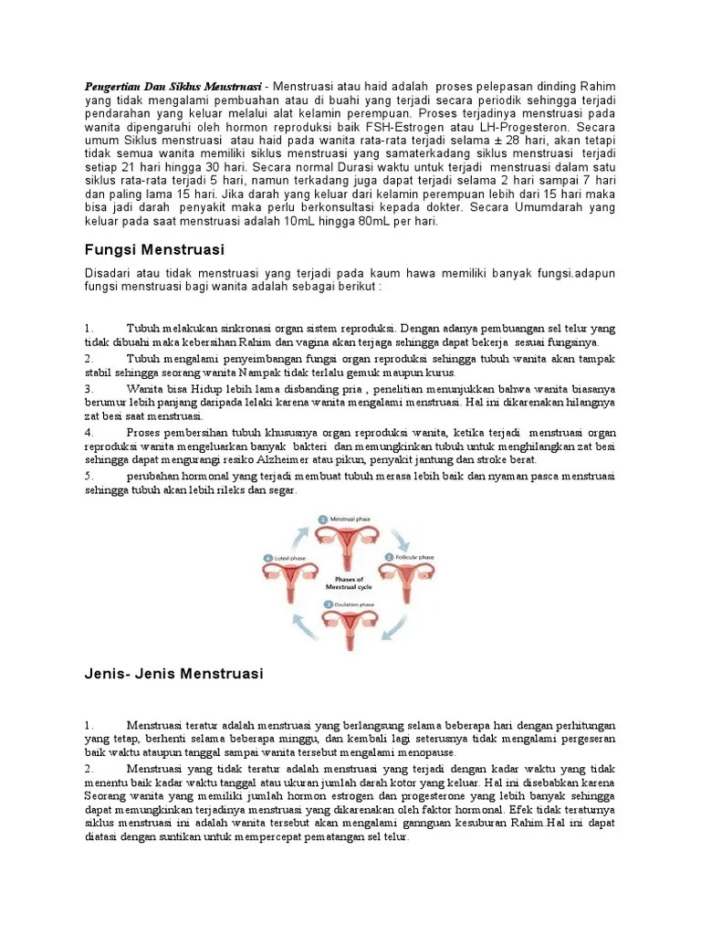 Pengertian Dan Siklus Menstruasi | PDF