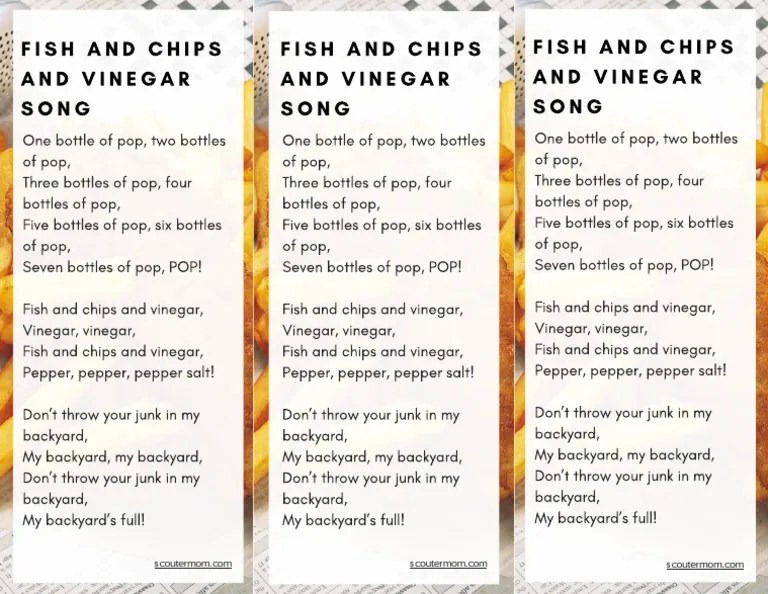 Fish And Chips And Vinegar Song | PDF