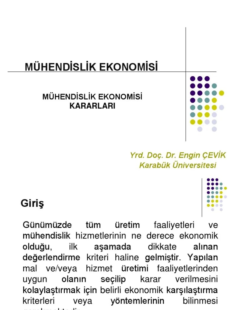 Muhendislik Ekonomisi | PDF
