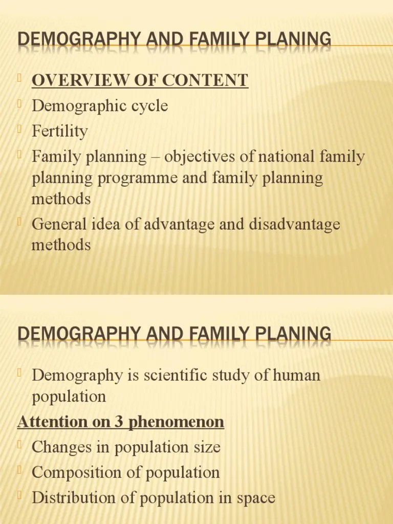 Demography And Family Planing | PDF | Family Planning | Fertility
