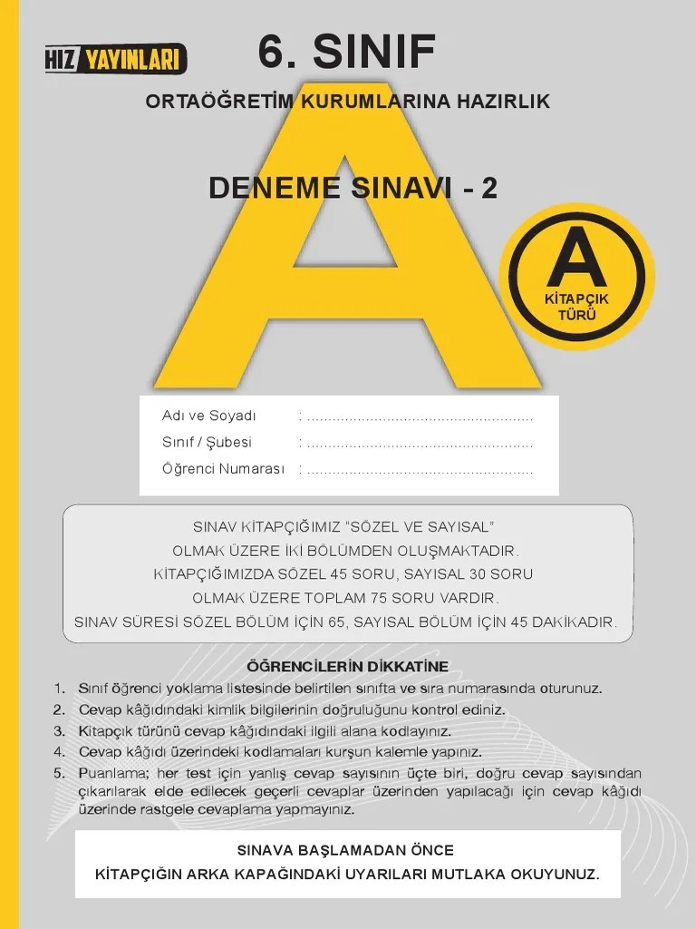 6.sinif Tum Dersler Test Sorulari Ve Cevaplari | PDF