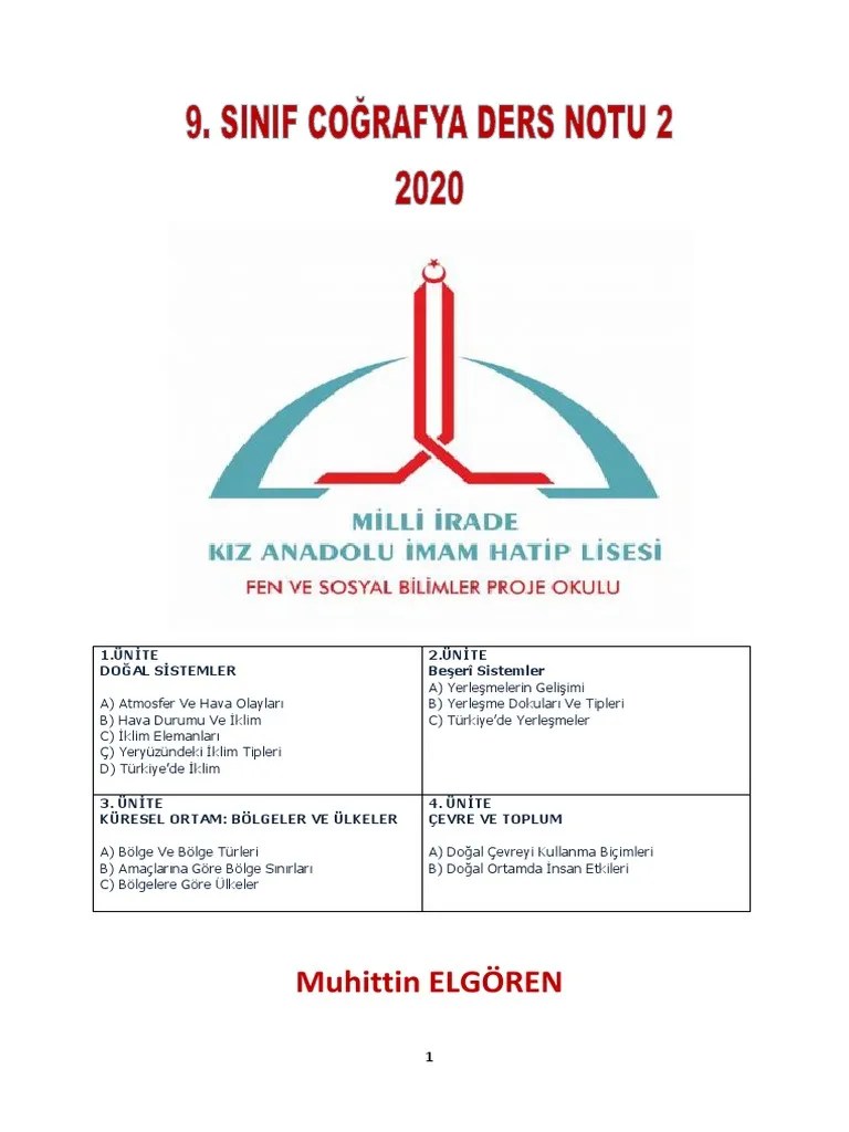 9.sinif Ders Notu 2 2019-2020 | PDF