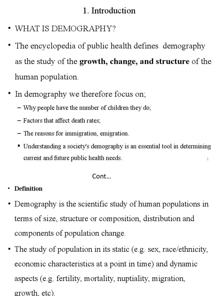 Lecture 1. Demography Introduction | PDF | Demography | Infant Mortality