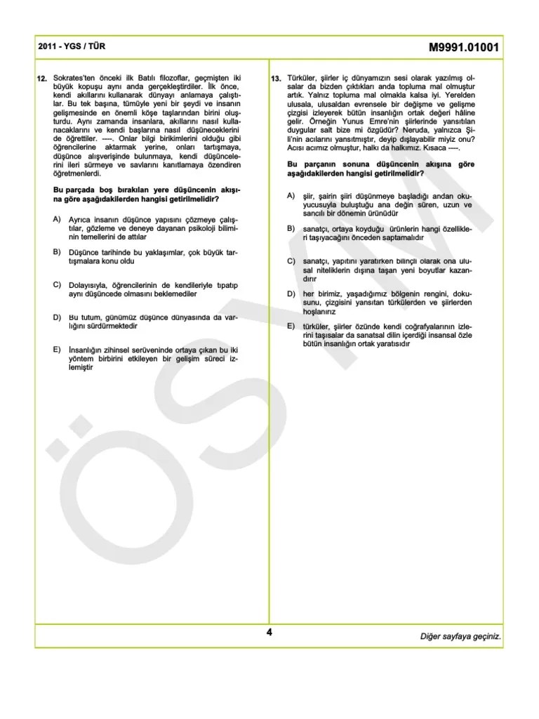 Tyt Turkce Son 13 Yil Cikmis Sorular 166 180 | PDF