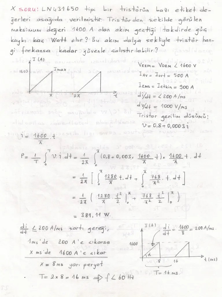 Güç Elektroniği (1) Yarıiletken Güç Elemanları Örnek | PDF