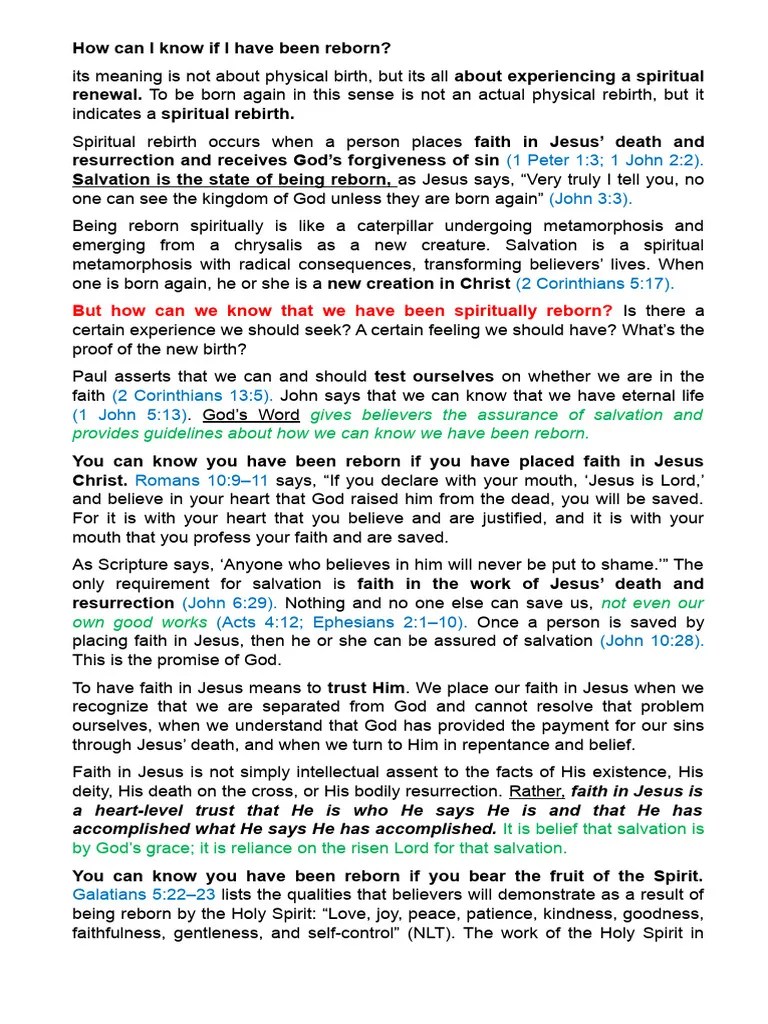 How Can I Know If I Have Been Reborn | Download Free PDF | Born Again ...