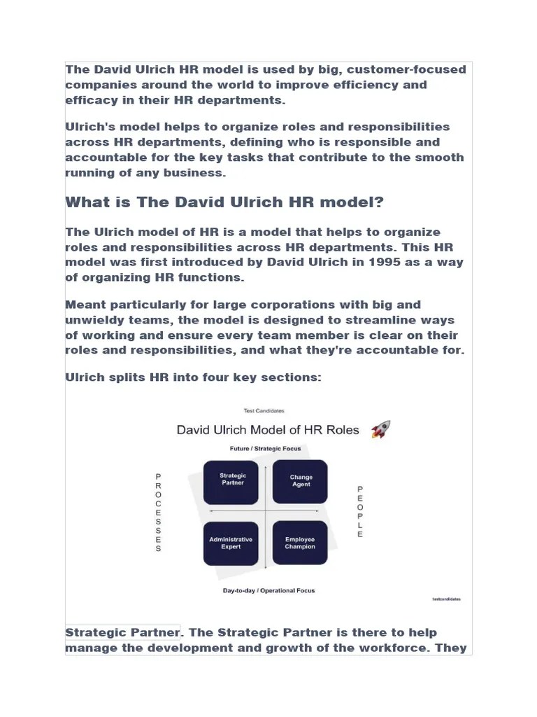 The David Ulrich HR Model | PDF | Leadership | Human Resources