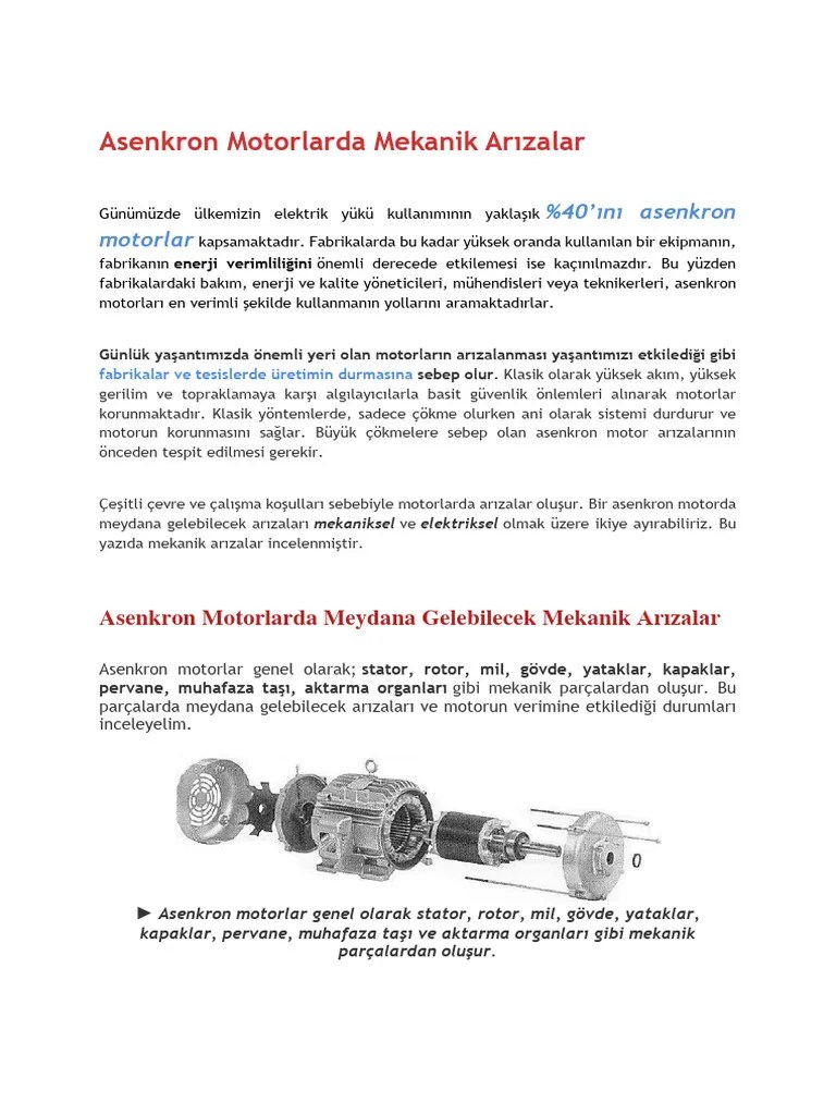 Asenkron Motorlarda Mekanik Arızalar | PDF