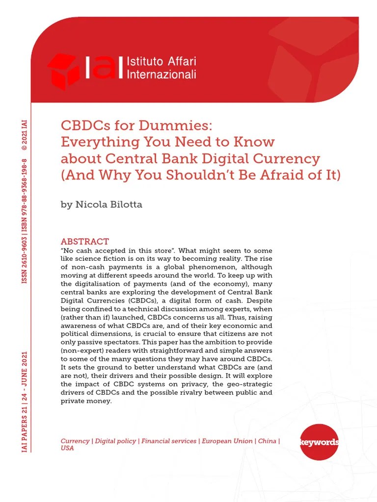 CBDCs For Dummies Everything You Need To | Download Free PDF | Money | Cash