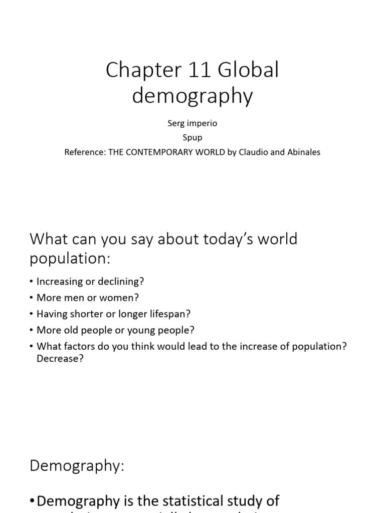 Chapter 11 Global Demography SUPPLEMENT New Revised | PDF | World ...