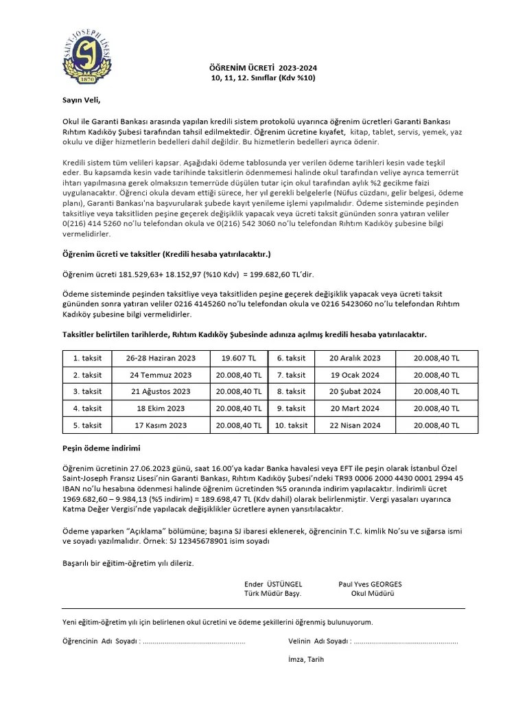 Ogrenim Ucreti 2023 2024 10 11 12 | PDF