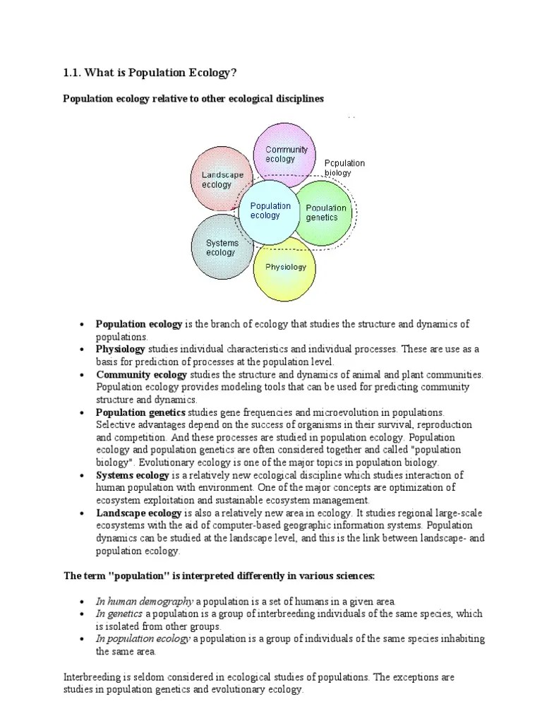 1.1. What Is Population Ecology? | PDF | Logistic Function | Ecology
