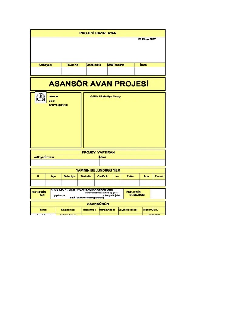 Itslide.net Asansor Avan Proje Hesabi 1.Xls | PDF