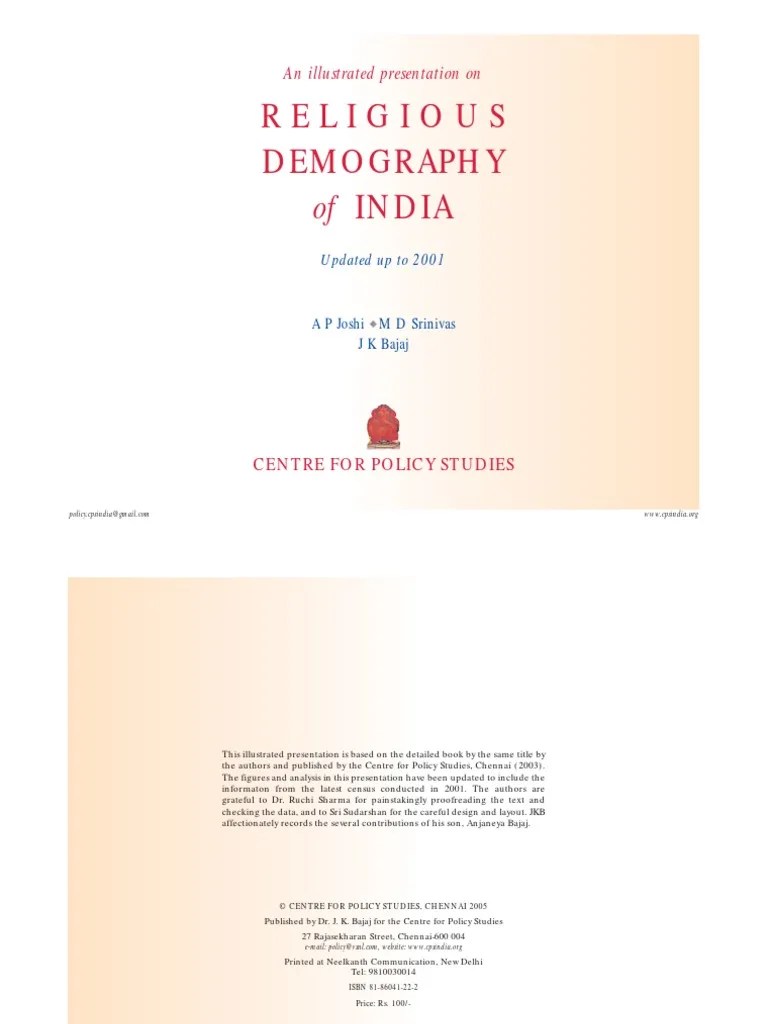 Indian Demography | PDF | Partition Of India | Religious Comparison