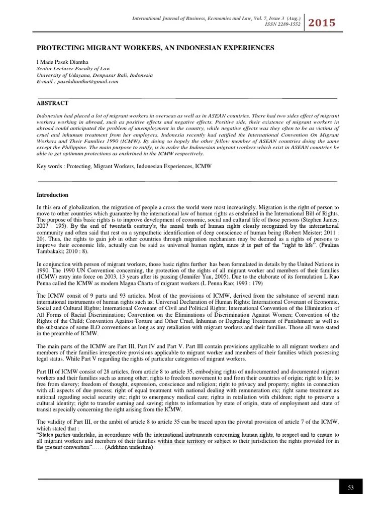 Protecting Migrant Workers An Indonesian Experiences | PDF | Migrant ...