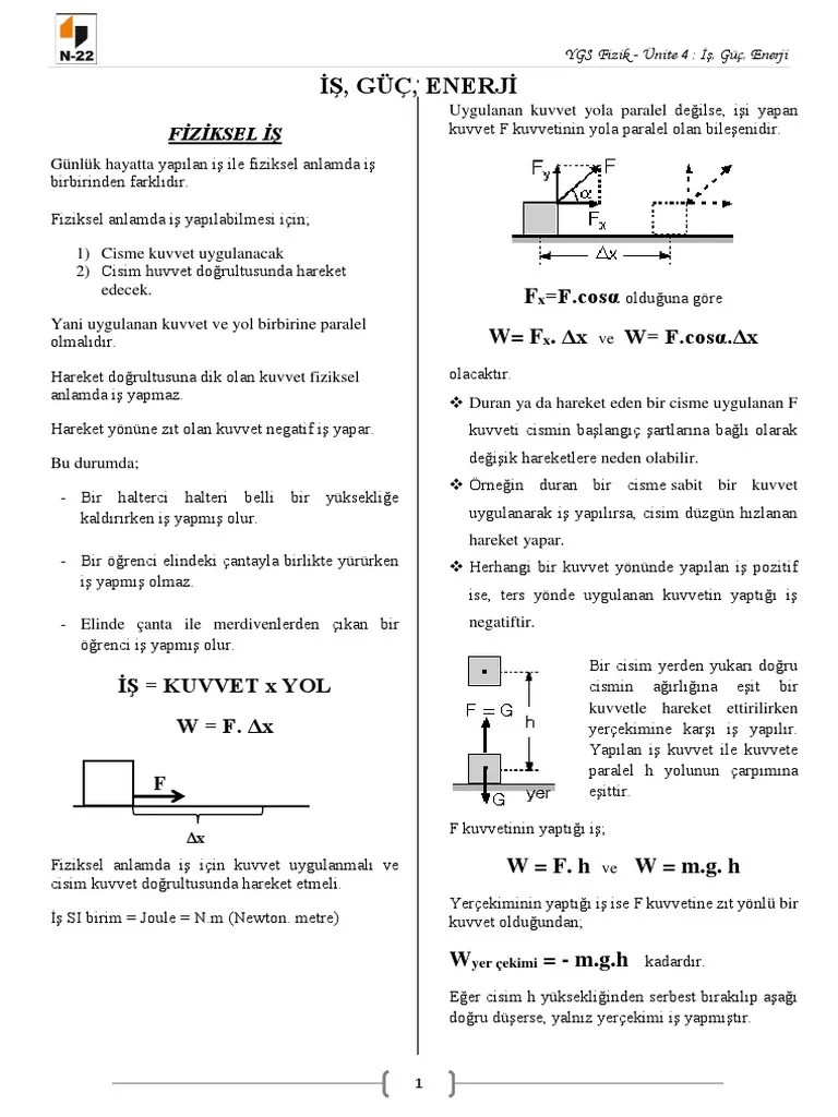 İş, Güç, Enerji | PDF