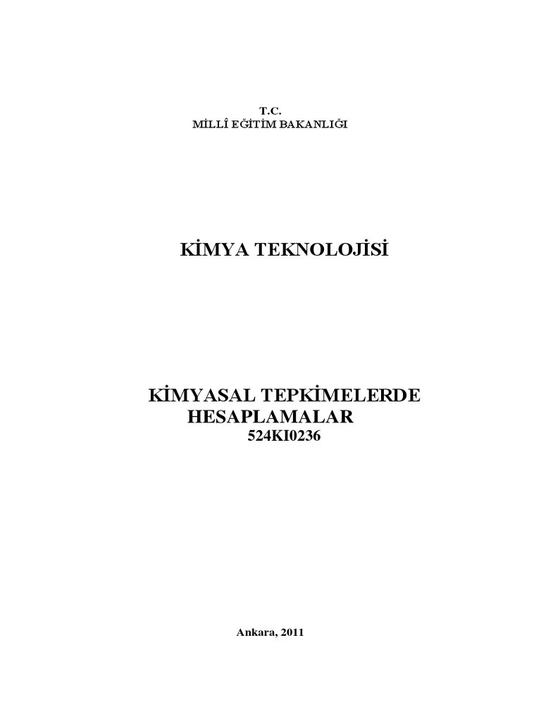 Kimyasal Tepkimelerde Hesaplamalar | PDF