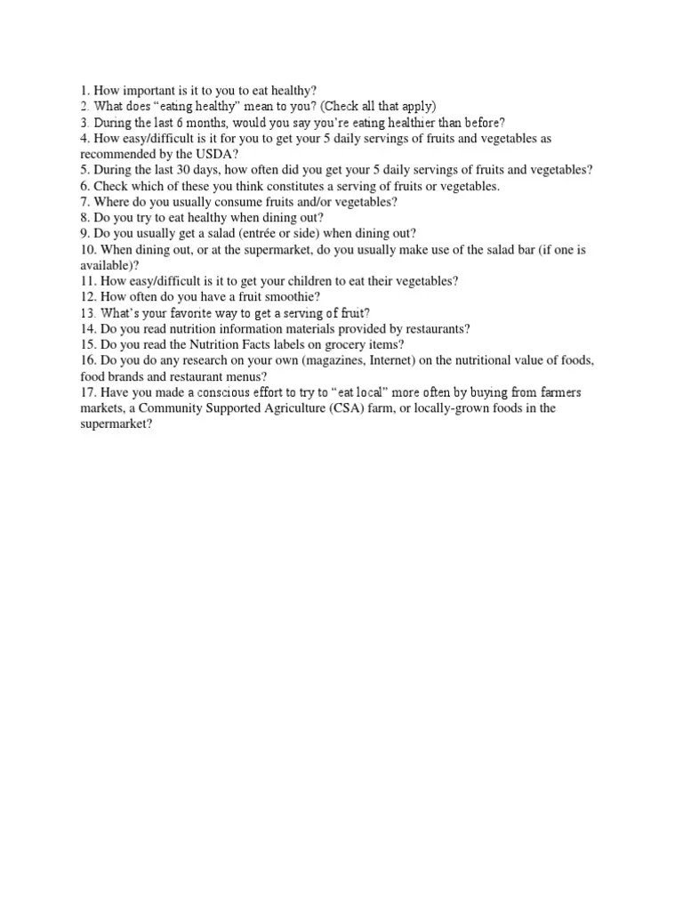 Food Survey | PDF
