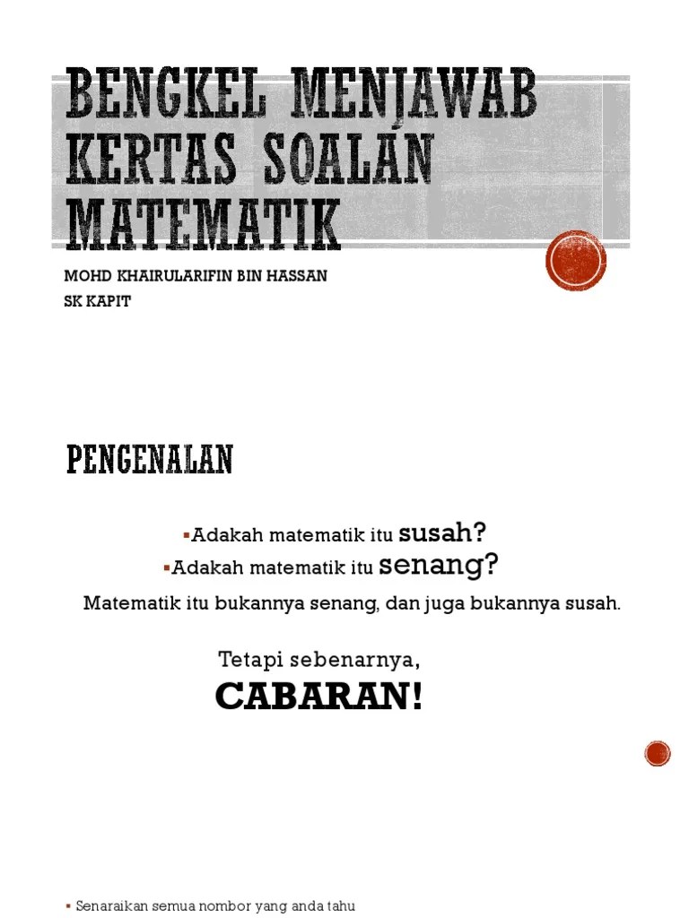 Teknik Menjawab Matematik | PDF