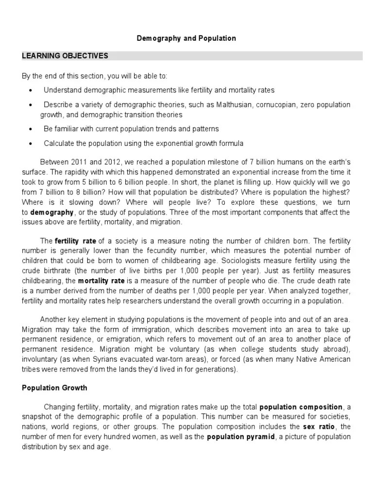 Demography And Population | PDF | Demography | Environmental Social Science