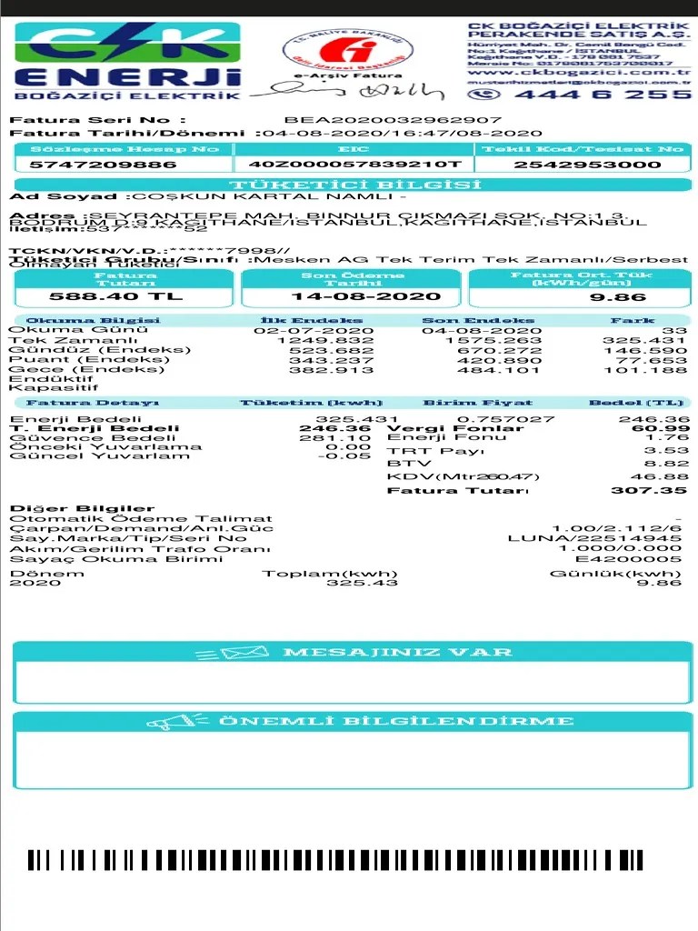 CK Bogazici Elektrik Faturada Mesken Yazmasina Ragmen Ticarethane ...