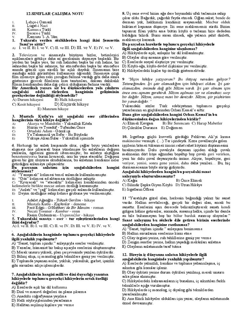 12.siniflar Ed. Ders Notu-Güncel | PDF