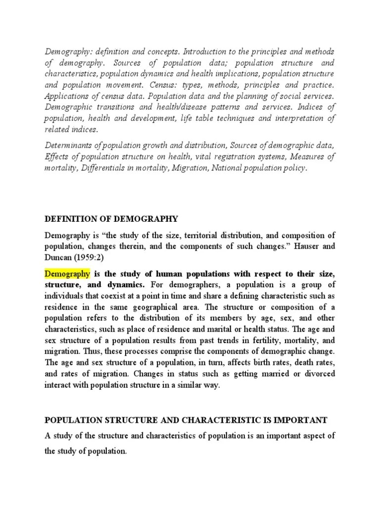 Demography | PDF