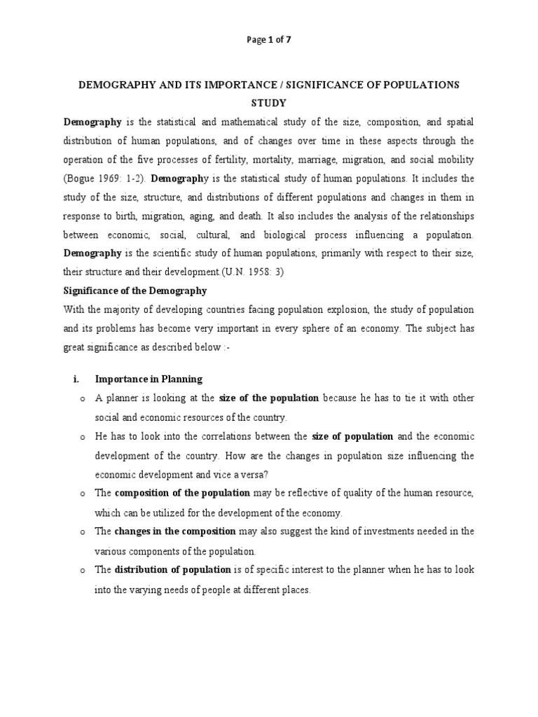 03 Significance Of Demography | PDF | Demography | Economic Growth