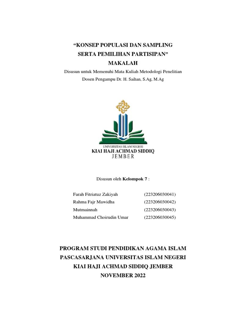 Konsep Populasi Dan Sampling Serta Pemilihan Partisipan | PDF