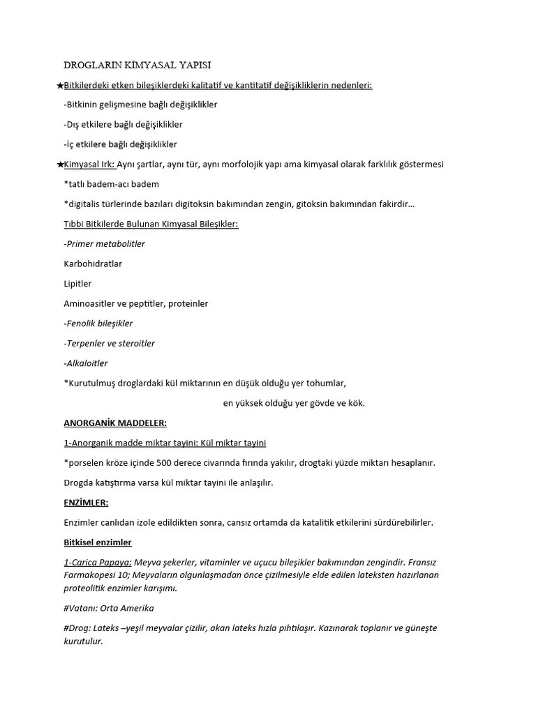 2-Drogların Kimyasal Yapısı Not | PDF