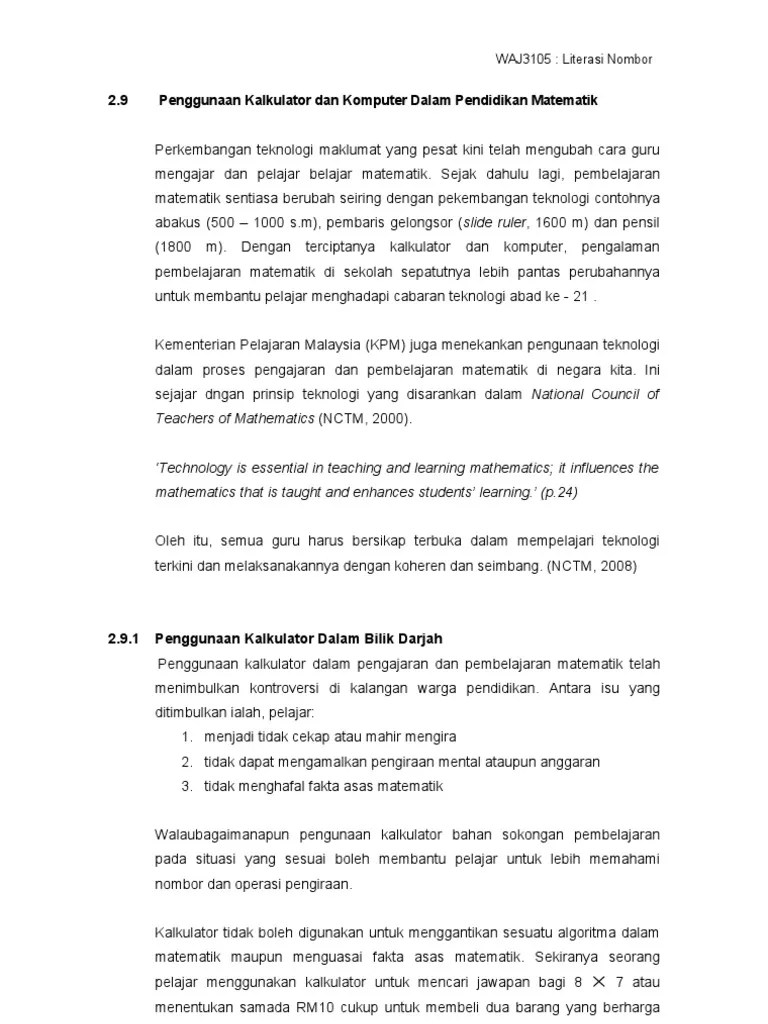 Matematik: Penggunaan Kalkulator & Komputer | PDF