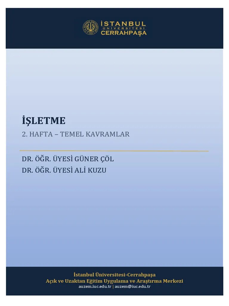 2.HAFTA-İŞLETME (Ders Notu) | PDF