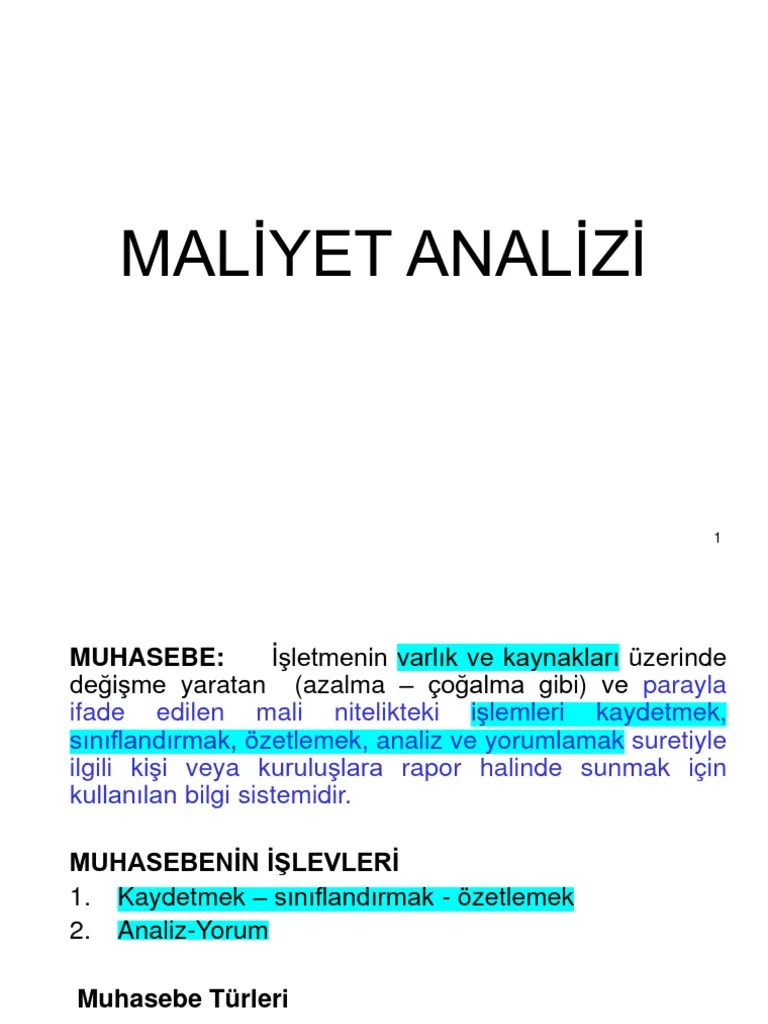 Maliyet Anali̇zi̇ | PDF