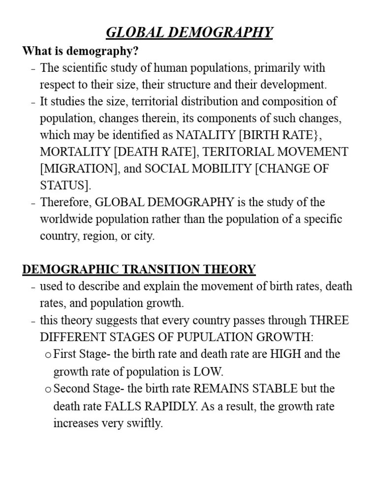 Global Demography | PDF | Demography | Environmental Social Science