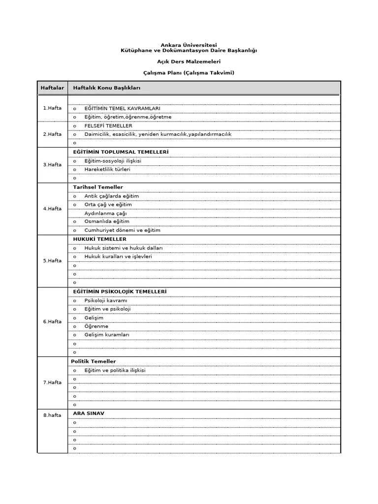 Calisma Takvimi | PDF