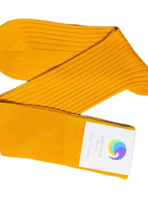 Chaussettes en fil d’Écosse moutarde uni
