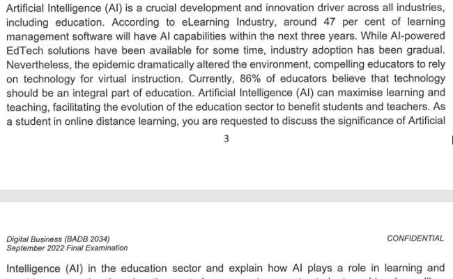 Solved Artificial Intelligence (AI) Is A Crucial Development | Chegg.com