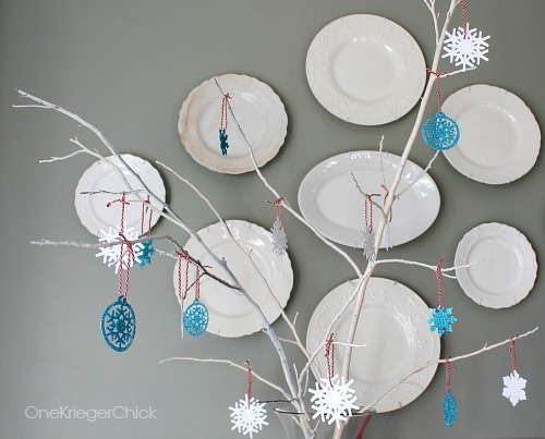 DIY glittered snowflake tree