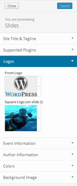 Customizer for slides