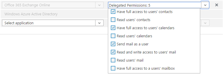 Configure the permissions to SharePoint, use the screenshot below for Configure the permissions to SharePoint, use the screenshot below for