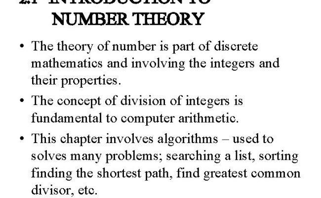 CHAPTER 2 NUMBER THEORY NUMBER SYSTEM COMPUTER ARITHMETIC