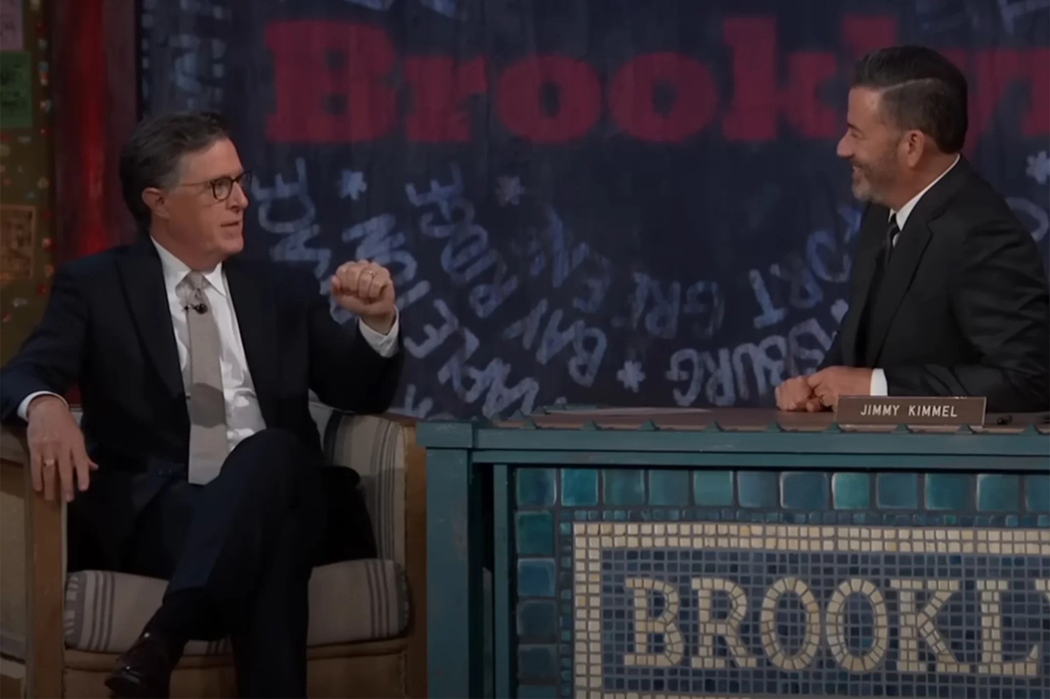 Kimmel and Colbert, in rare late-night crossover, blast shared nemesis Trump with new five-word insult title Kimmel and Colbert, in rare late-night crossover, blast shared nemesis Trump with new five-word insult title